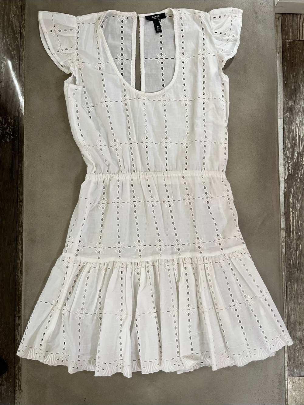 Aqua Tank Eyelet Cover-up Dress White Women's Size Medium New - Picture 3 of 7